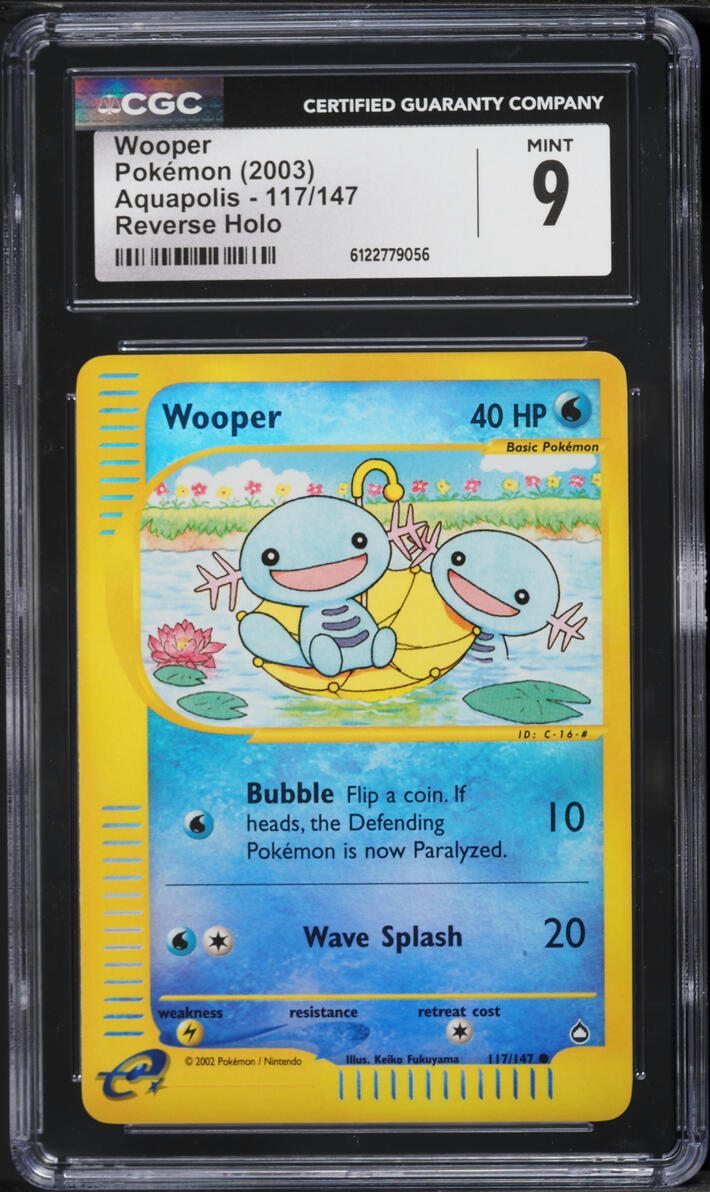 2003 Pokemon Aquapolis Reverse Holo Wooper #117 CGC 9 MINT