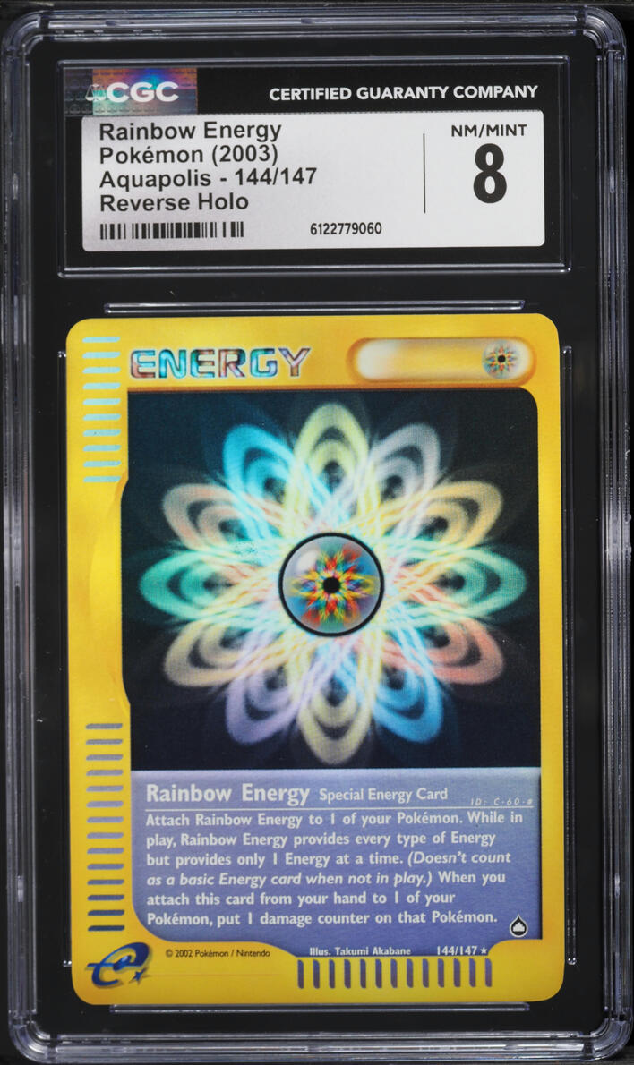 2003 Pokemon Aquapolis Reverse Holo Rainbow Energy #144 CGC 8 NM-MT