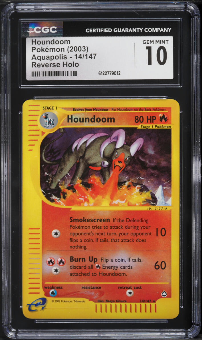 2003 Pokemon Aquapolis Reverse Holo Houndoom #14 CGC 10 GEM MINT