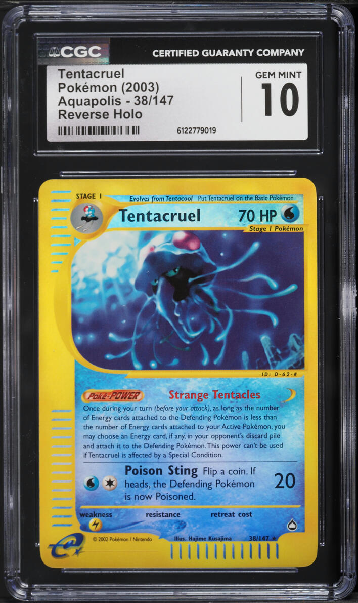 2003 Pokemon Aquapolis Reverse Holo Tentacruel #38 CGC 10 GEM MINT