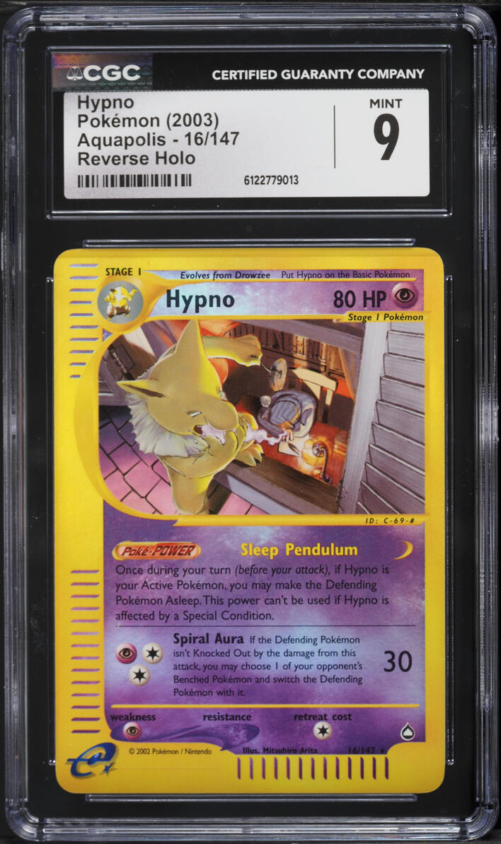 2003 Pokemon Aquapolis Reverse Holo Hypno #16 CGC 9 MINT