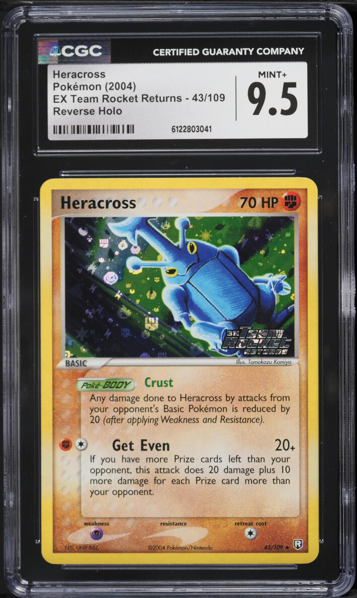 2004 Pokemon EX Team Rocket Returns Reverse Holo Heracross #43 CGC 9.5 MINT+