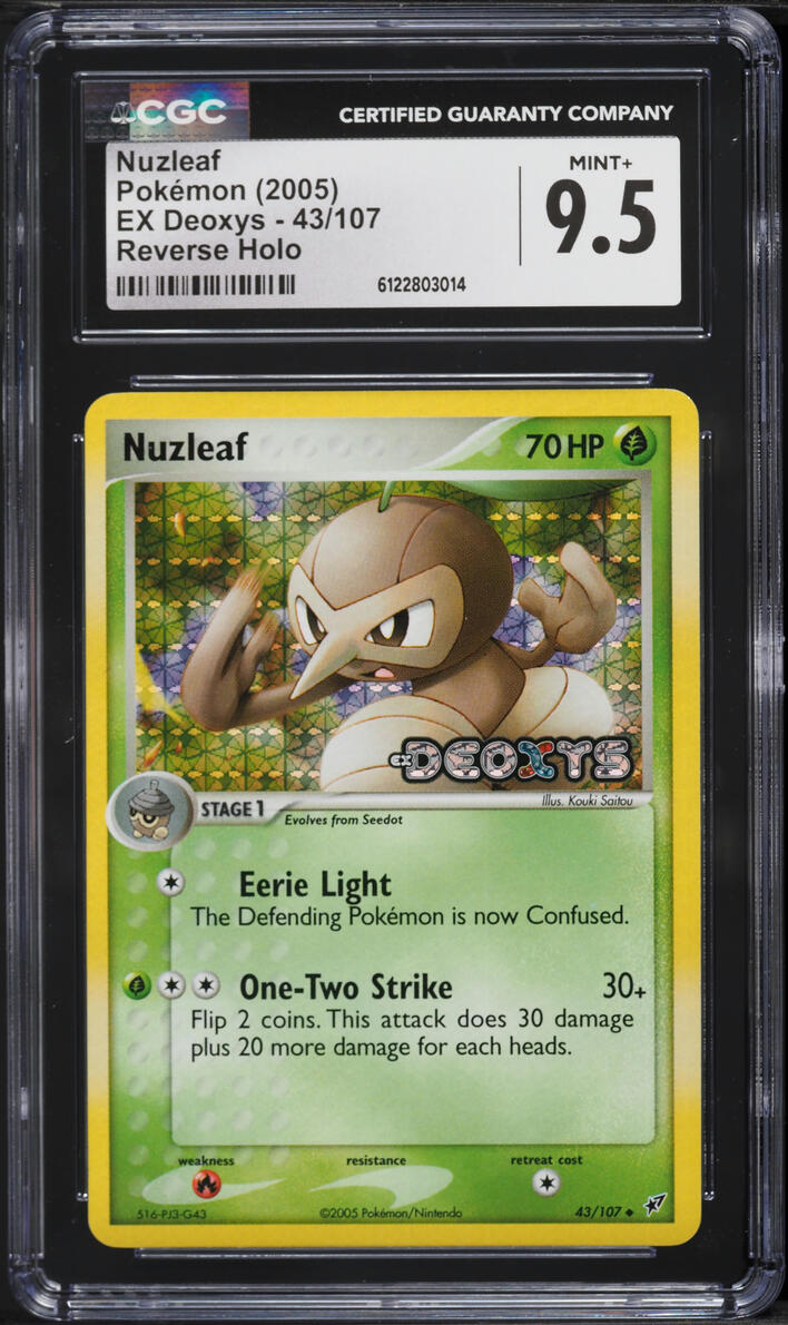 2005 Pokemon EX Deoxys Reverse Holo Nuzleaf #43 CGC 9.5 MINT+
