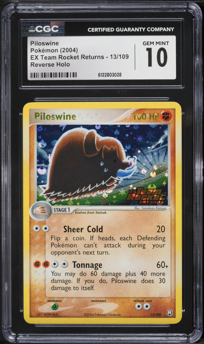 2004 Pokemon EX Team Rocket Returns Reverse Holo Piloswine #13 CGC 10 GEM MINT