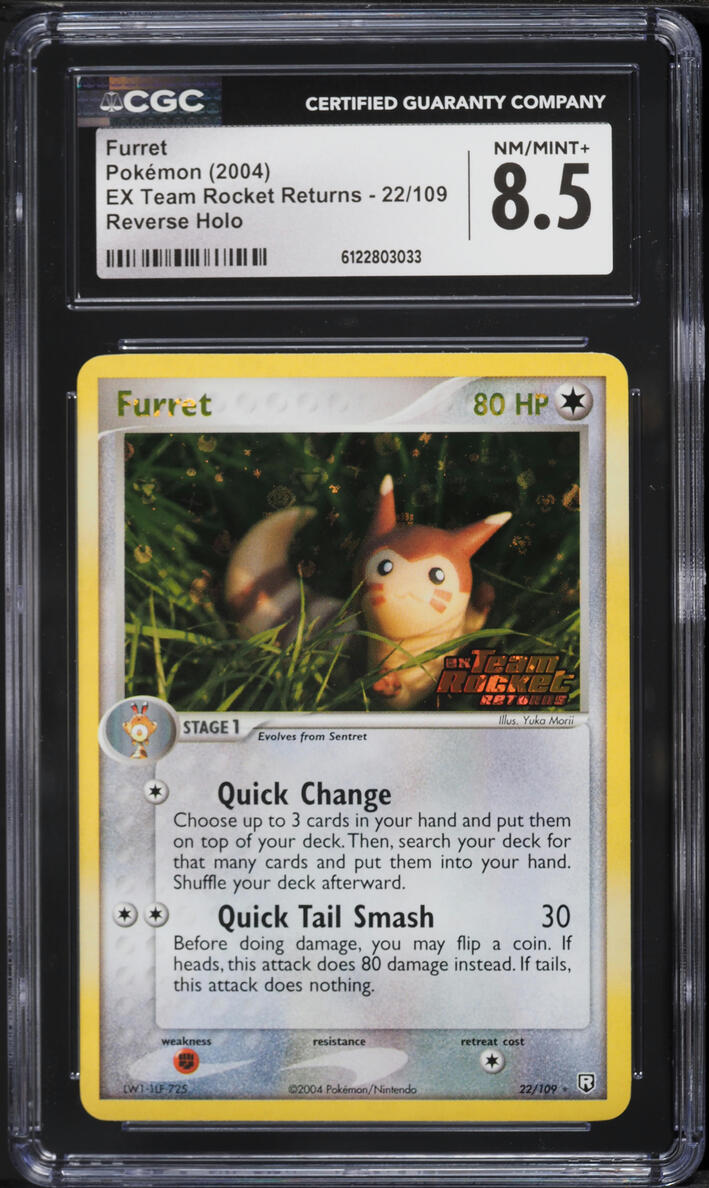 2004 Pokemon EX Team Rocket Returns Reverse Holo Furret #22 CGC 8.5 NM-MT+