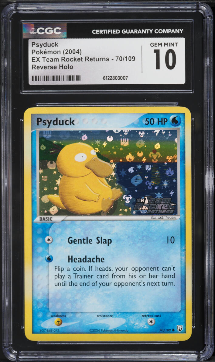 2004 Pokemon EX Team Rocket Returns Reverse Holo Psyduck #70 CGC 10 GEM MINT
