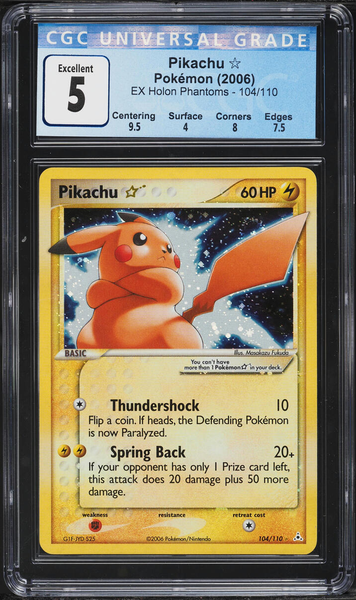 2006 Pokemon EX Holon Phantoms Holo Pikachu Gold Star #104 CGC 5 EX