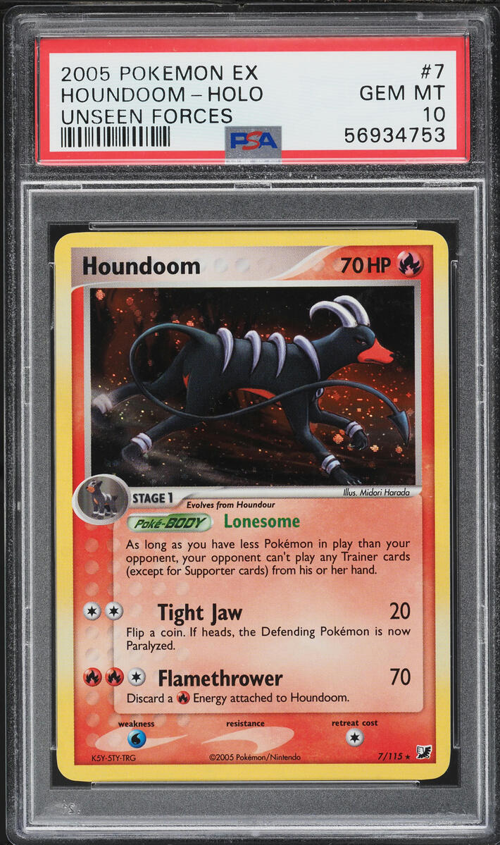 2005 Pokemon EX Unseen Forces Holo Houndoom #7 PSA 10 GEM MINT