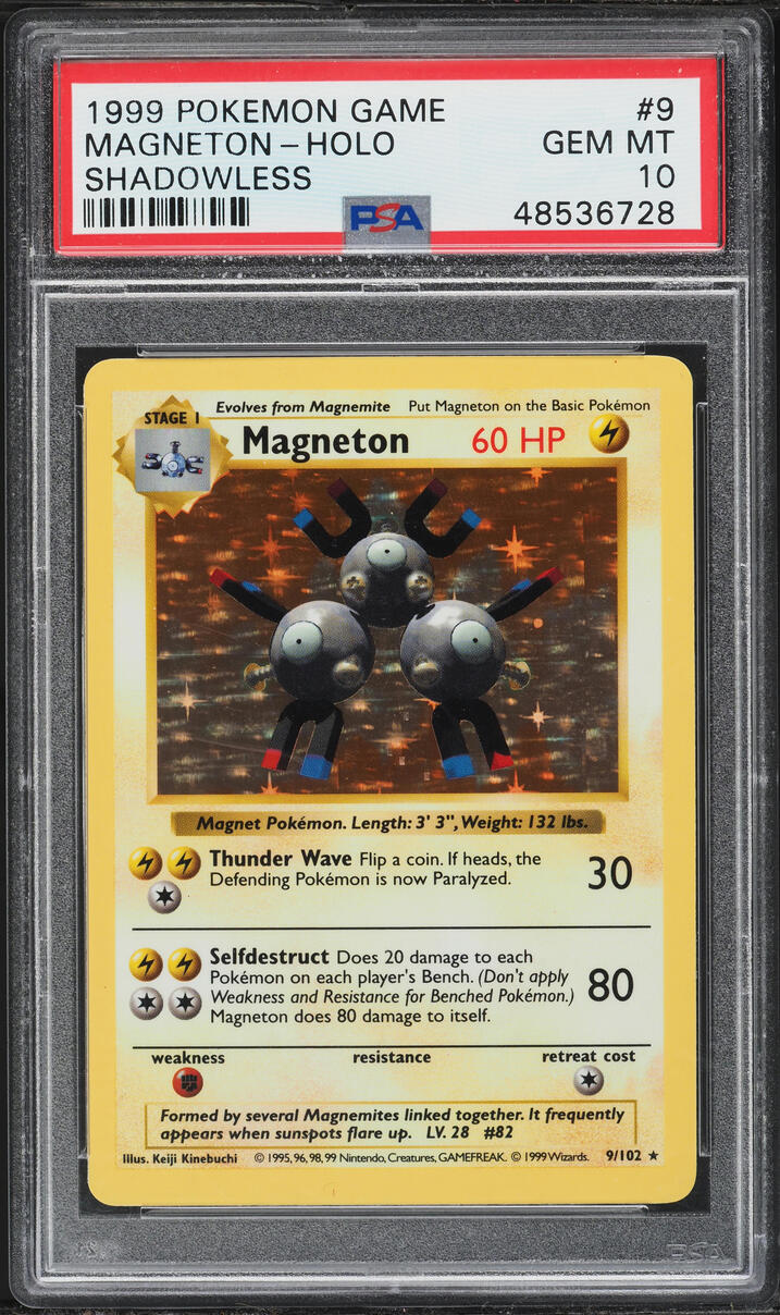 1999 Pokemon Base Set Shadowless Holo Magneton #9 PSA 10 GEM MINT