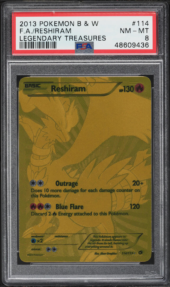 2013 Pokemon Black & White Legendary Treasures SEC Reshiram #114 PSA 8 NM-MT