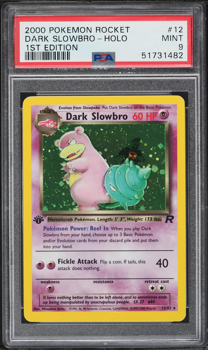 2000 Pokemon Team Rocket 1st Edition Holo Dark Slowbro #12 PSA 9 MINT