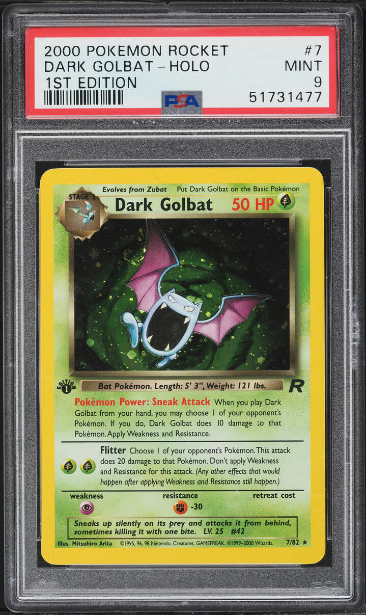 2000 Pokemon Team Rocket 1st Edition Holo Dark Golbat #7 PSA 9 MINT