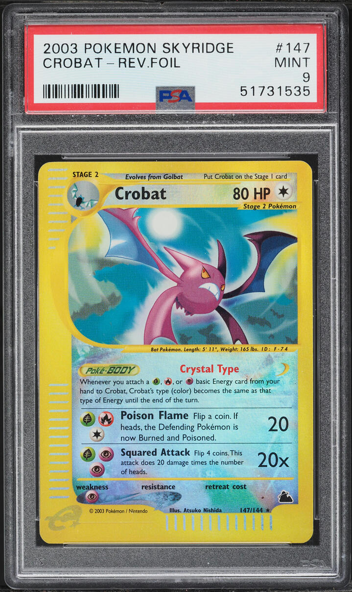 2003 Pokemon Skyridge Reverse Holo Crobat #147 PSA 9 MINT