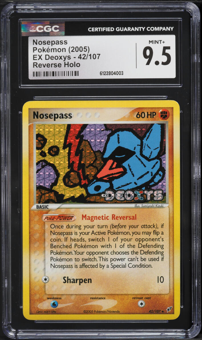 2005 Pokemon EX Deoxys Reverse Holo Nosepass #42 CGC 9.5 MINT+