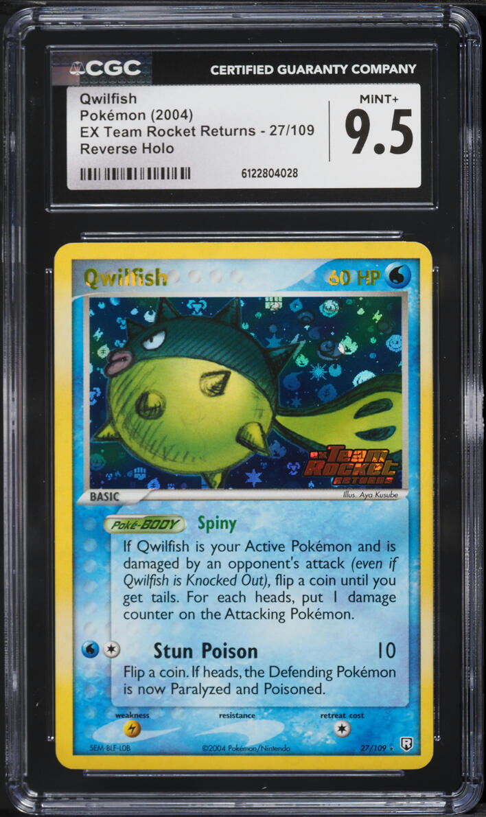 2004 Pokemon EX Team Rocket Returns Reverse Holo Qwilfish #27 CGC 9.5 MINT+