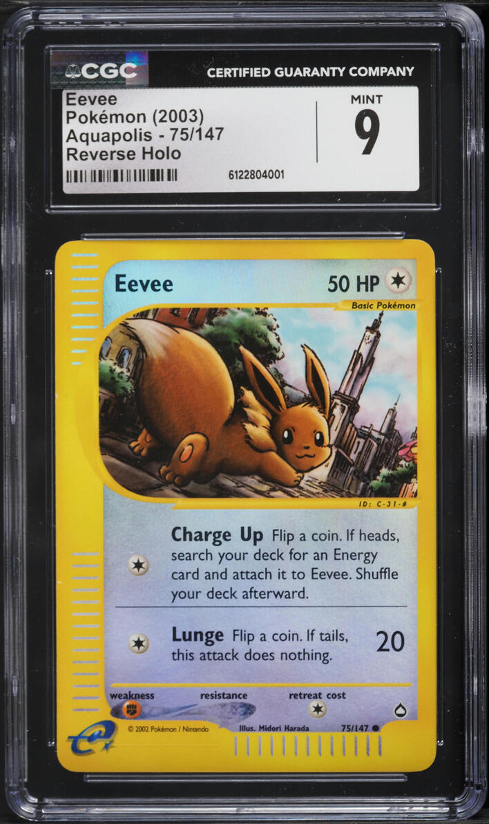 2003 Pokemon Aquapolis Reverse Holo Eevee #75 CGC 9 MINT