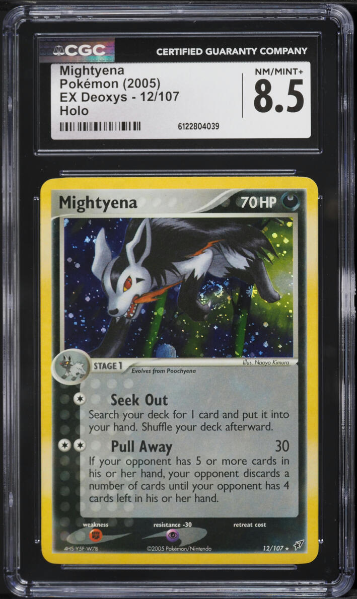 2005 Pokemon EX Deoxys Holo Mightyena #12 CGC 8.5 NM-MT+