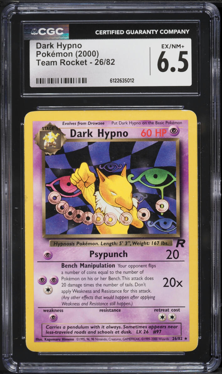 2000 Pokemon Team Rocket Dark Hypno #26 CGC 6.5 EXMT+