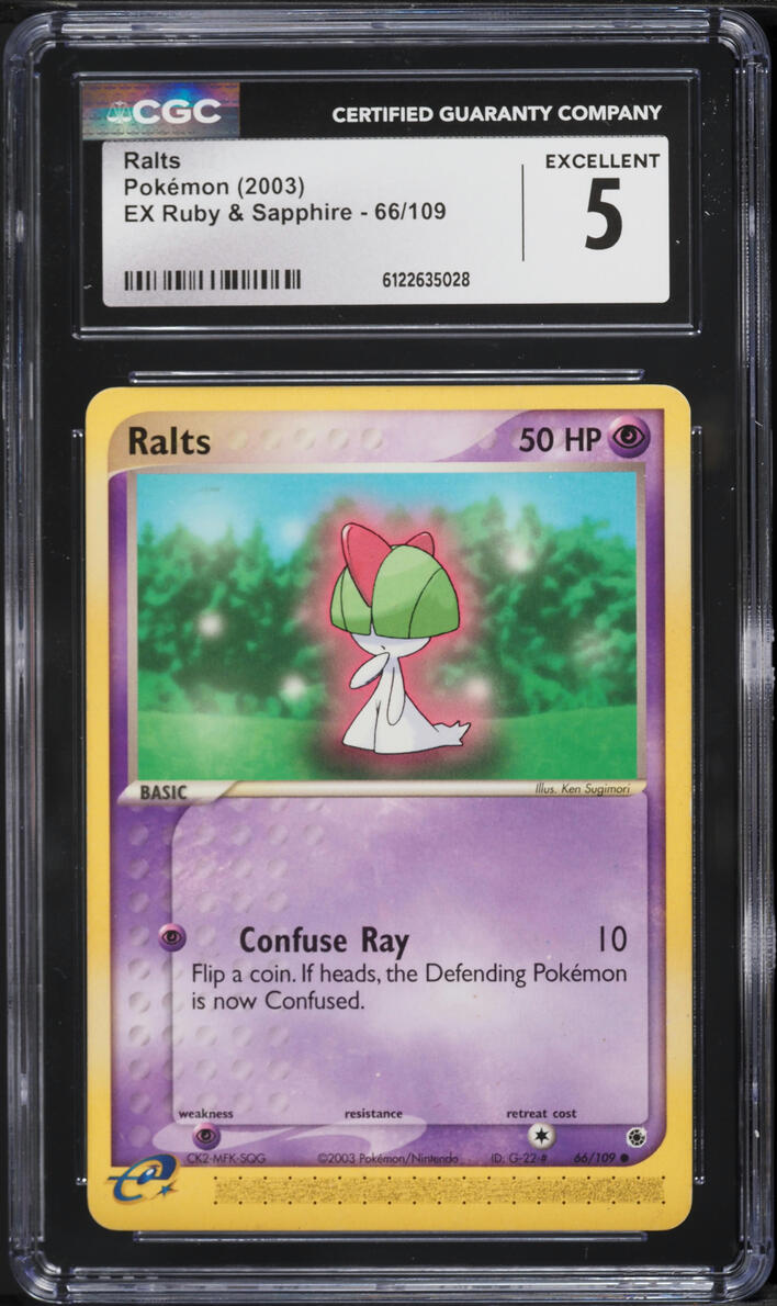 2003 Pokemon EX Ruby & Sapphire Ralts #66 CGC 5 EX