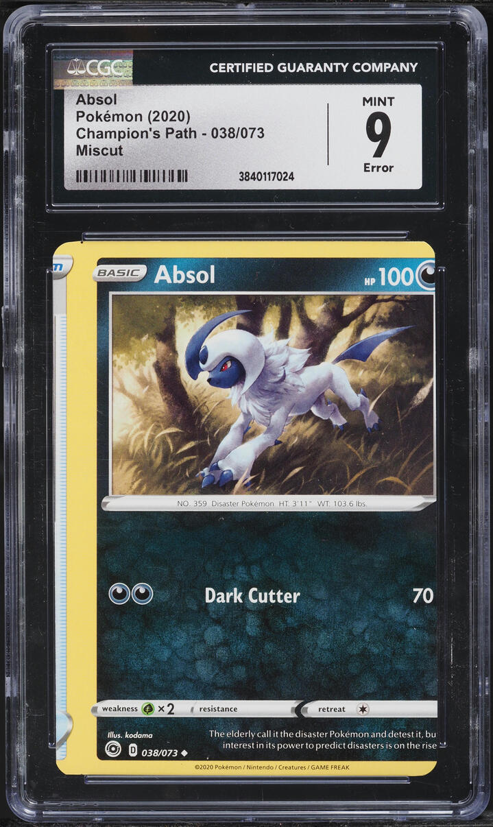 2020 Pokemon Champion's Path Absol #038 CGC 9 MINT