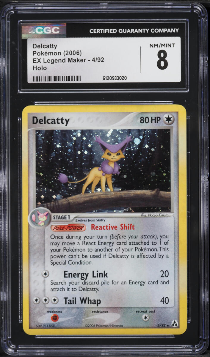 2006 Pokemon EX Legend Maker Holo Delcatty #4 CGC 8 NM-MT