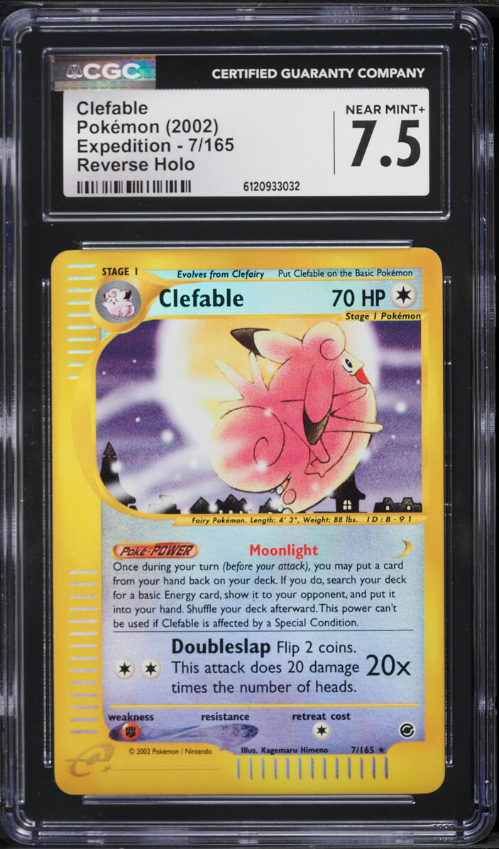 2002 Pokemon Expedition Reverse Holo Clefable #7 CGC 7.5 NRMT+