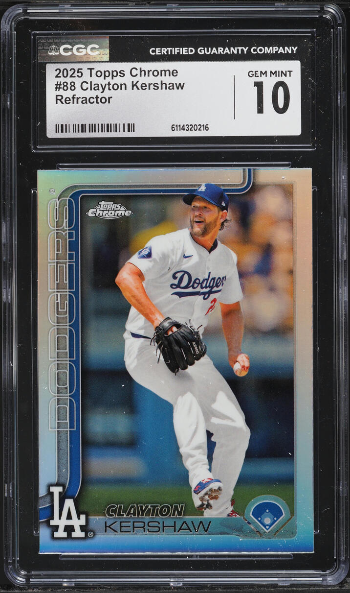 2025 Topps Chrome Refractor Clayton Kershaw #88 CGC 10 GEM MINT