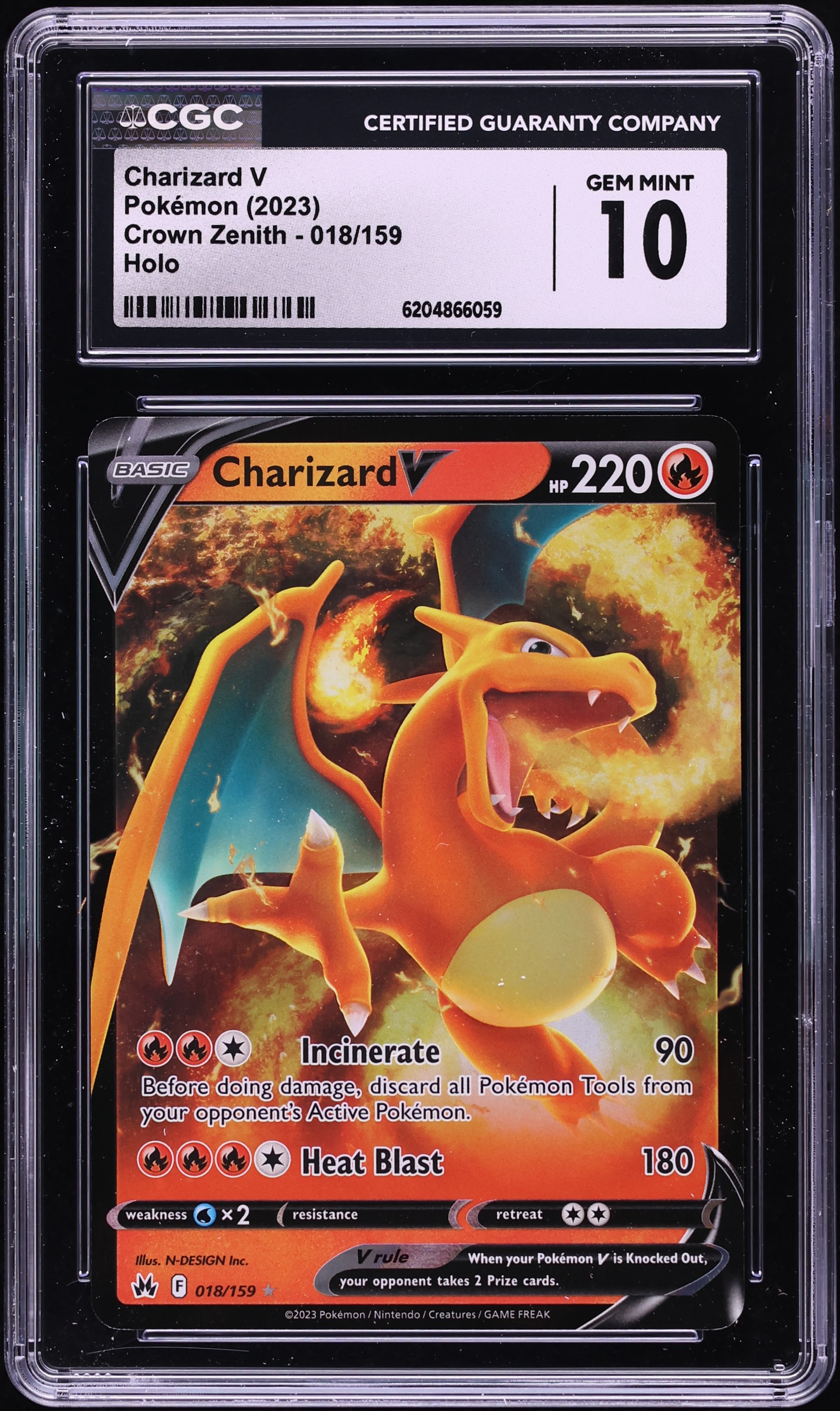 2023 Pokemon Sword & Shield Crown Zenith Holo Charizard V #18 CGC 10 GEM MINT