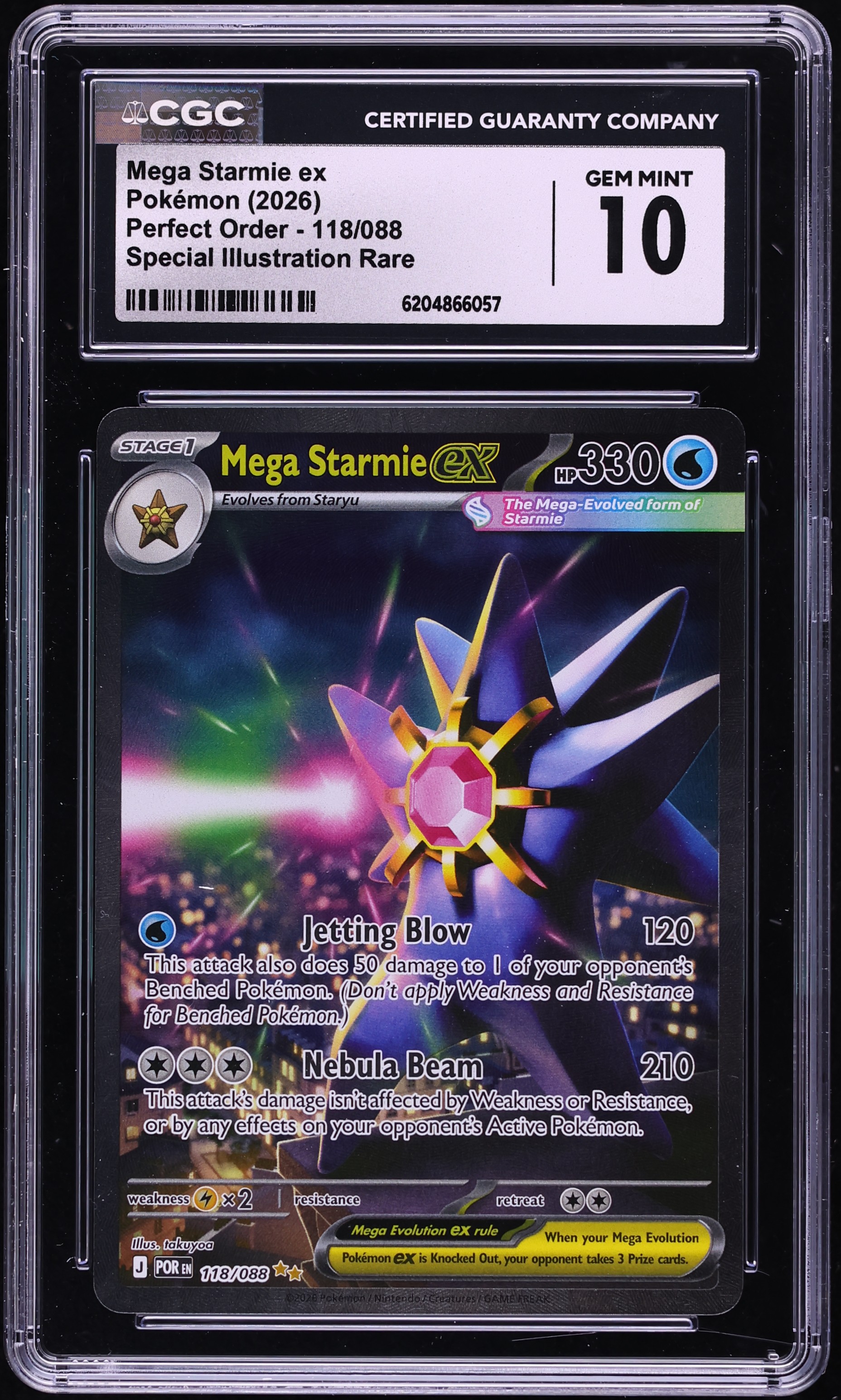 2026 Pokemon Mega Evolution Perfect Order SIR Mega Starmie EX #118 CGC 10 GEM MINT