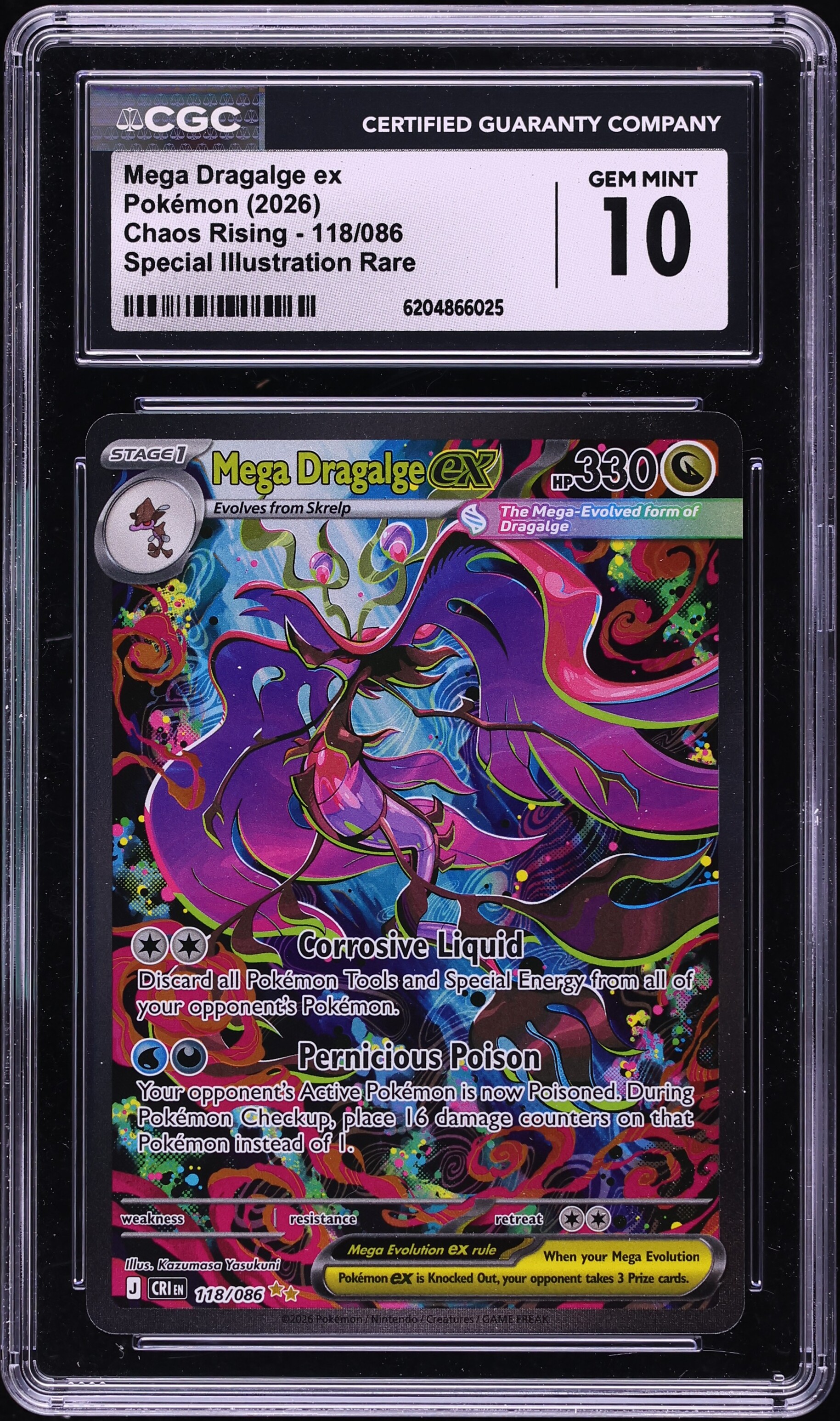 2026 Pokemon Mega Evolution Chaos Rising SIR Mega Dragalge EX #118 CGC 10 GEM MINT