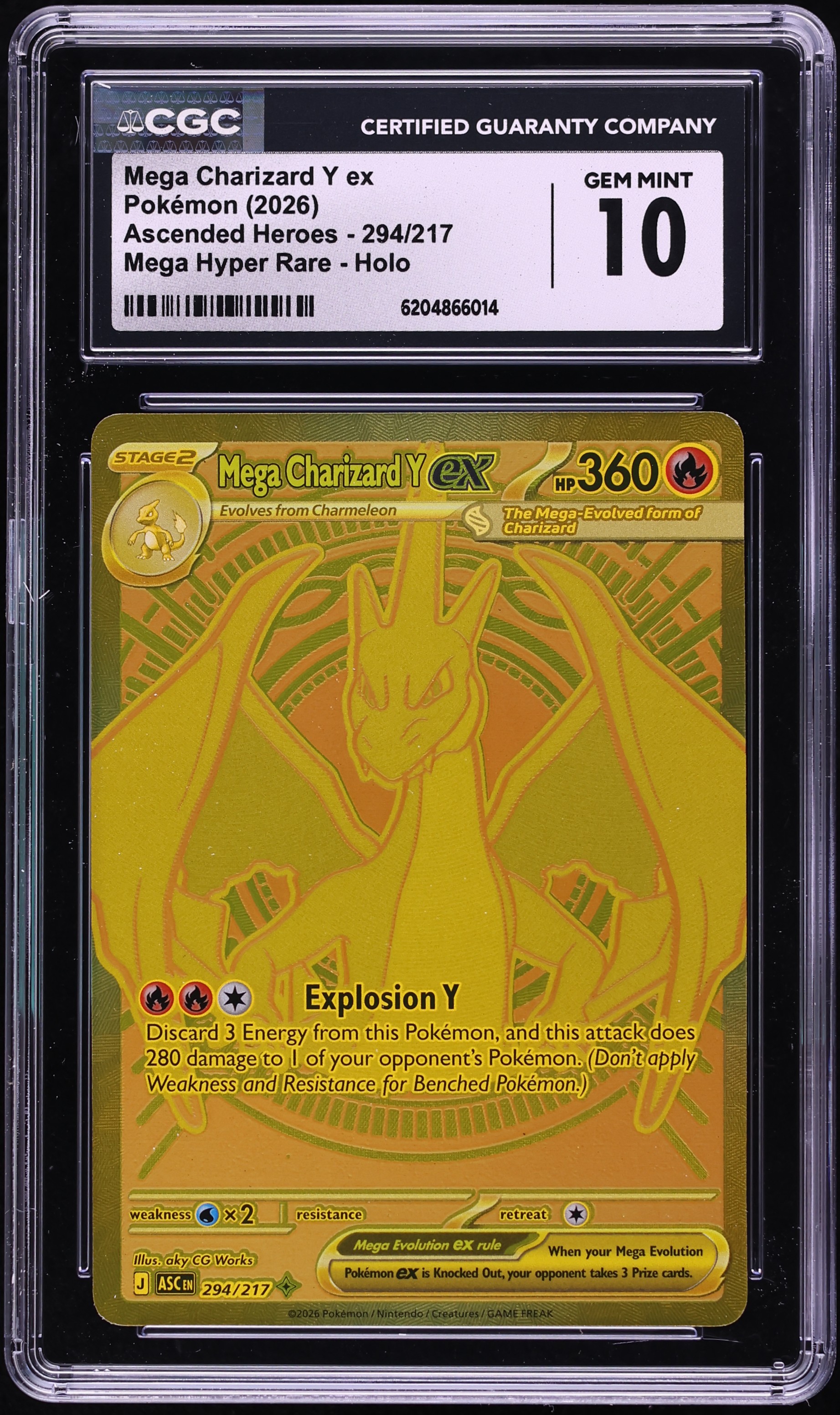 2026 Pokemon Mega Evolution Ascended Heroes MHR Mega Charizard Y EX #294 CGC 10 GEM MINT