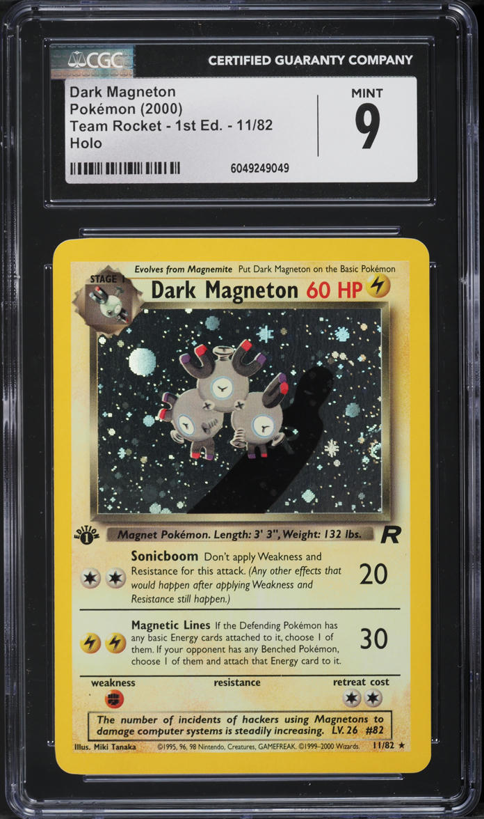 2000 Pokemon Team Rocket 1st Edition Holo Dark Magneton #11 CGC 9 MINT