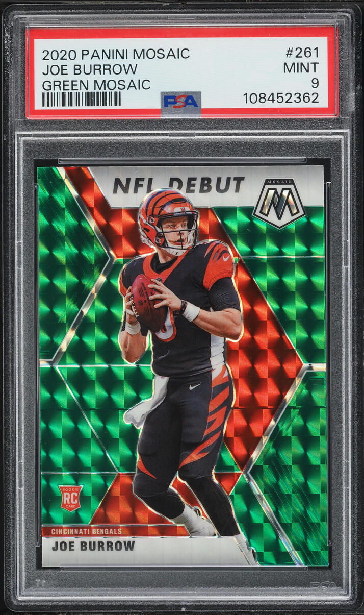 2020 Panini Mosaic Green Prizm Joe Burrow ROOKIE #261 PSA 9 MINT