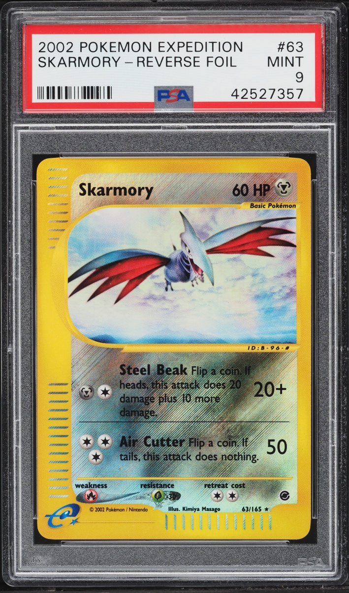 2002 Pokemon E-Card Expedition Reverse Holo Skarmory #63 PSA 9 MINT