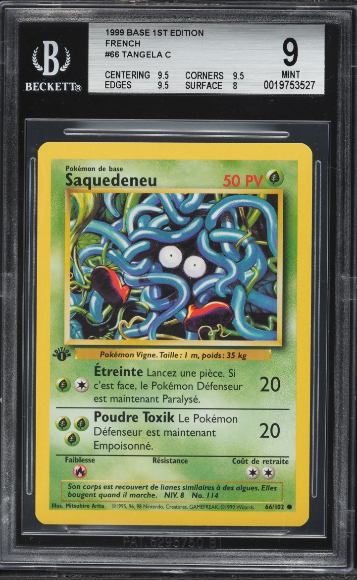 1999 Pokemon French Base 1st Edition Tangela #66 BGS 9 MINT