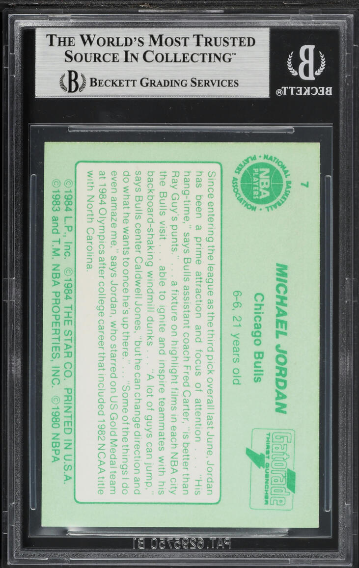 1985 Star Gatorade Slam Dunk Michael Jordan ROOKIE #7 BGS 7.5 NRMT+