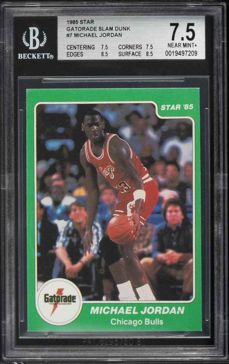 1985 Star Gatorade Slam Dunk Michael Jordan ROOKIE #7 BGS 7.5 NRMT+