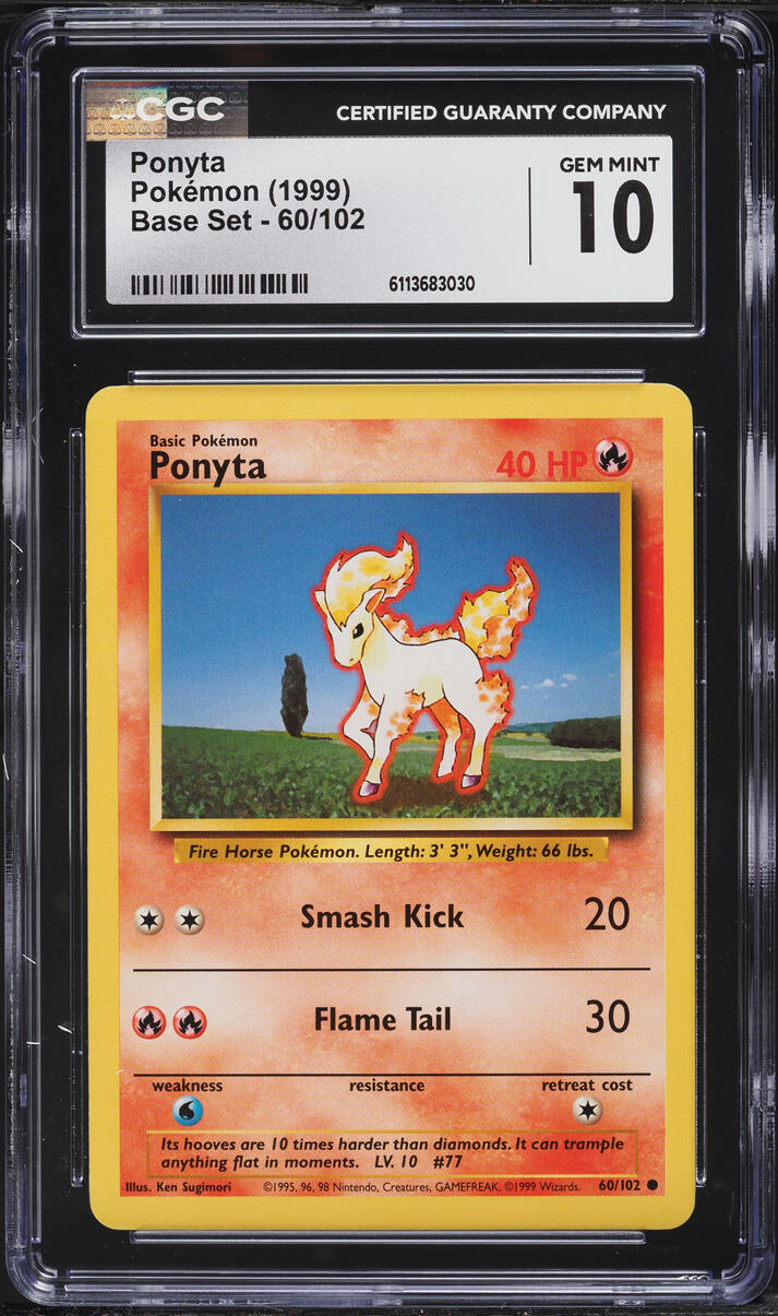 1999 Pokemon Base Set Ponyta #60 CGC 10 GEM MINT