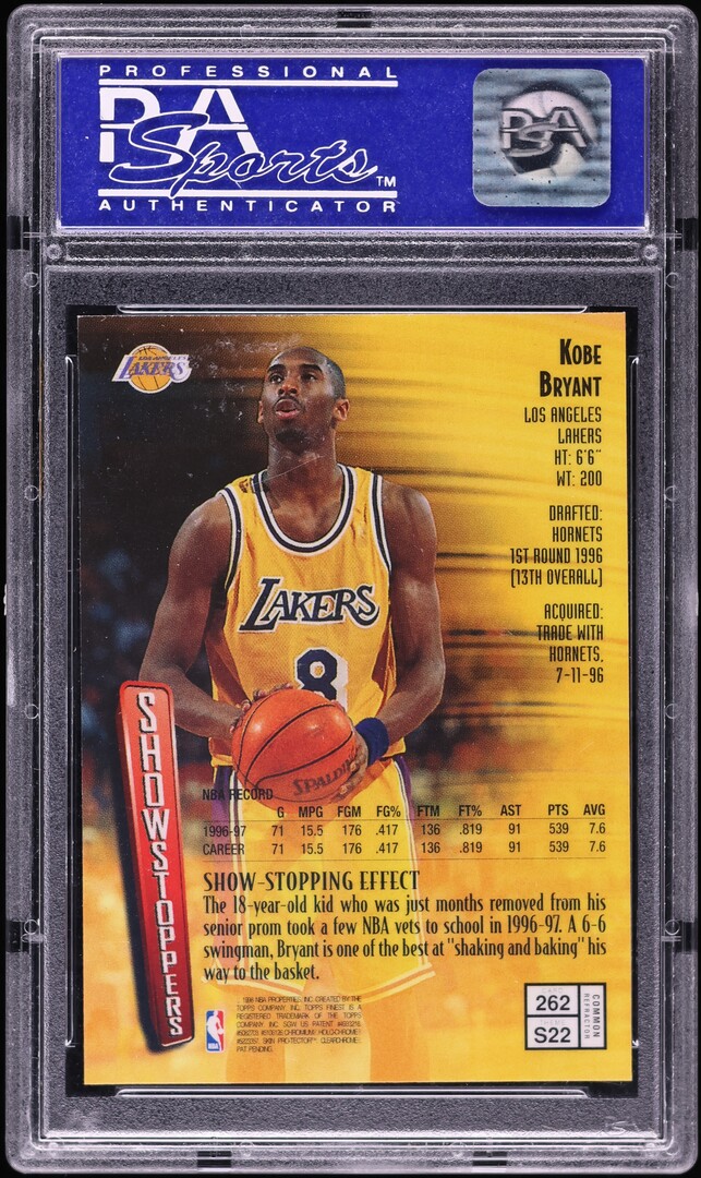 その他 Kobe Bryant Limited Edition PSA 10 1997 Finest Refractor Kobe Bryant #262 PSA 10 GEM MINT on