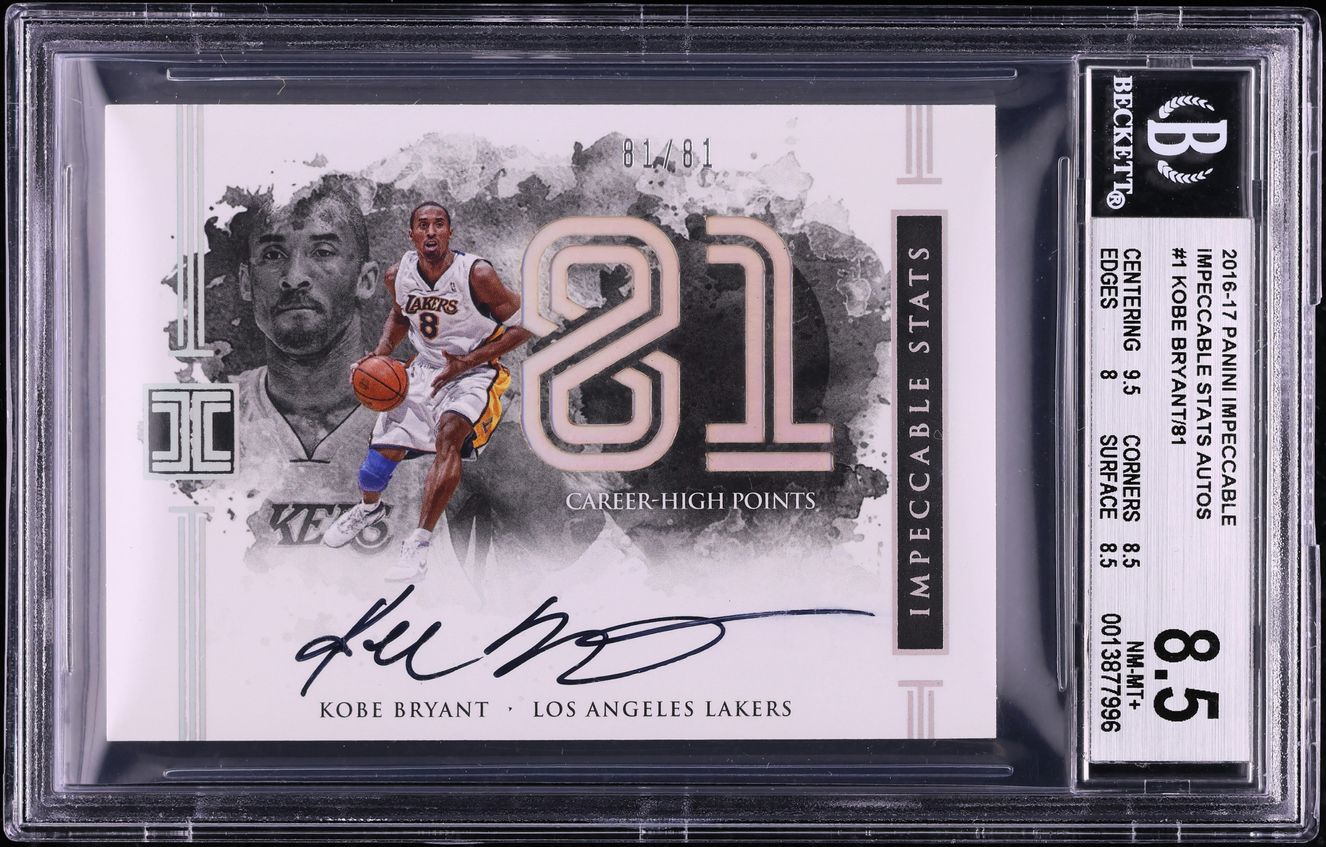 2016 Panini Impeccable Stats Kobe Bryant AUTO 81/81 #IS-KB BGS 8.5 NM-MT+