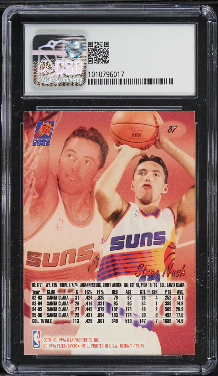1996 Ultra Basketball Steve Nash ROOKIE #87 CSG 8.5 NM-MT+