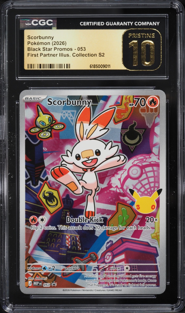 2026 Pokemon Mega Promo First Partner Illustration S2 Full Art Scorbunny #53 CGC 10 PRISTINE