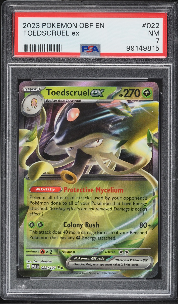 2023 Pokemon Sword & Shield Obsidian Flames Toedscruel Ex #22 PSA 7 NRMT