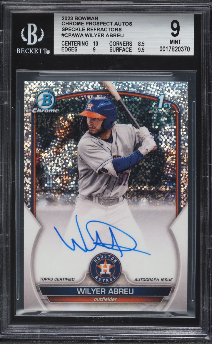 2023 Bowman Chrome Speckle Refractors Wilyer Abreu PROSPECT AUTO #CPA-WA BGS 9 MINT