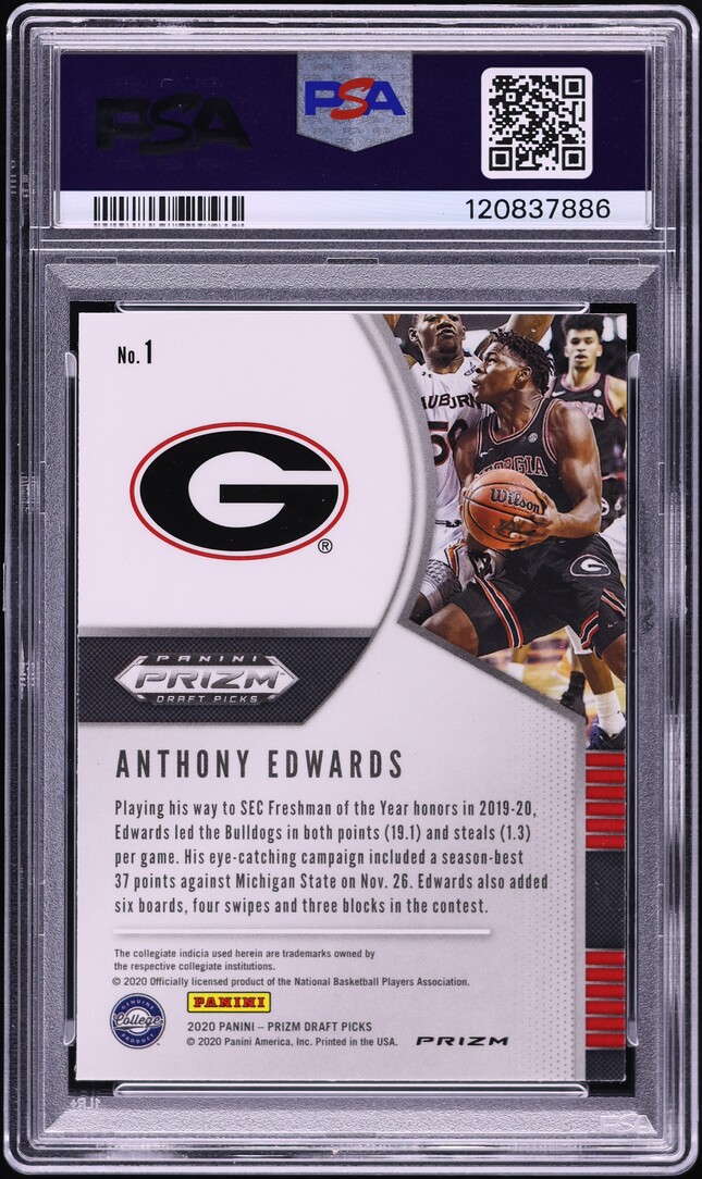 2020 Panini Prizm Draft Picks Green Anthony Edwards ROOKIE #1 PSA 9 MINT
