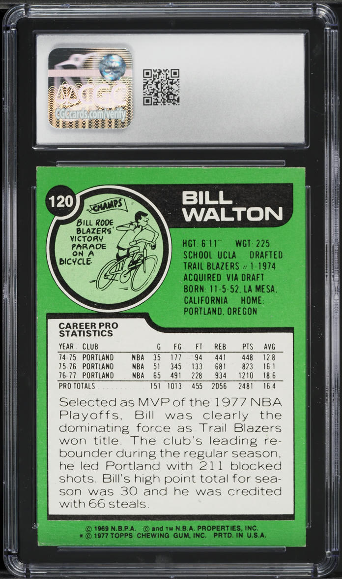 1977 Topps 2nd Team All-Star Bill Walton #120 CGC 6 EXMT