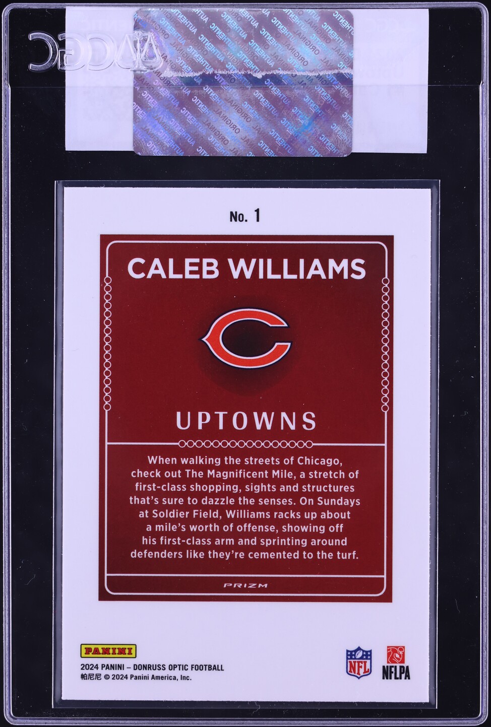 2024 Donruss Optic Uptowns Caleb Williams ROOKIE #1 CGC AUTH