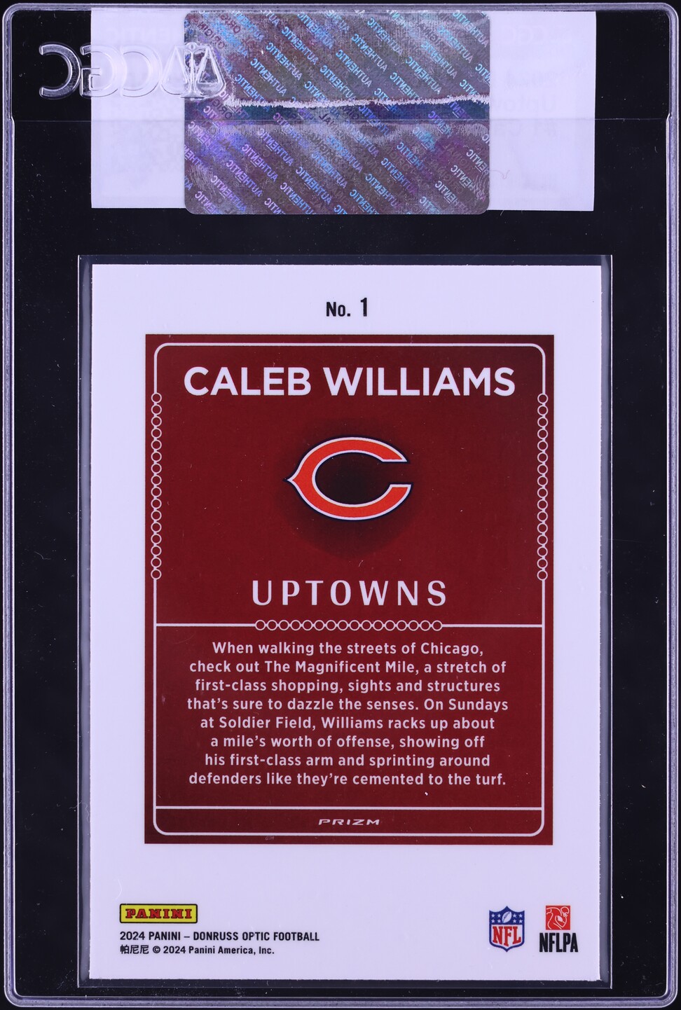 2024 Donruss Optic Uptowns Caleb Williams ROOKIE #1 CGC AUTH