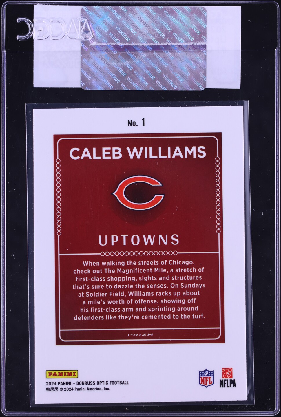 2024 Donruss Optic Uptowns Caleb Williams ROOKIE #1 CGC AUTH