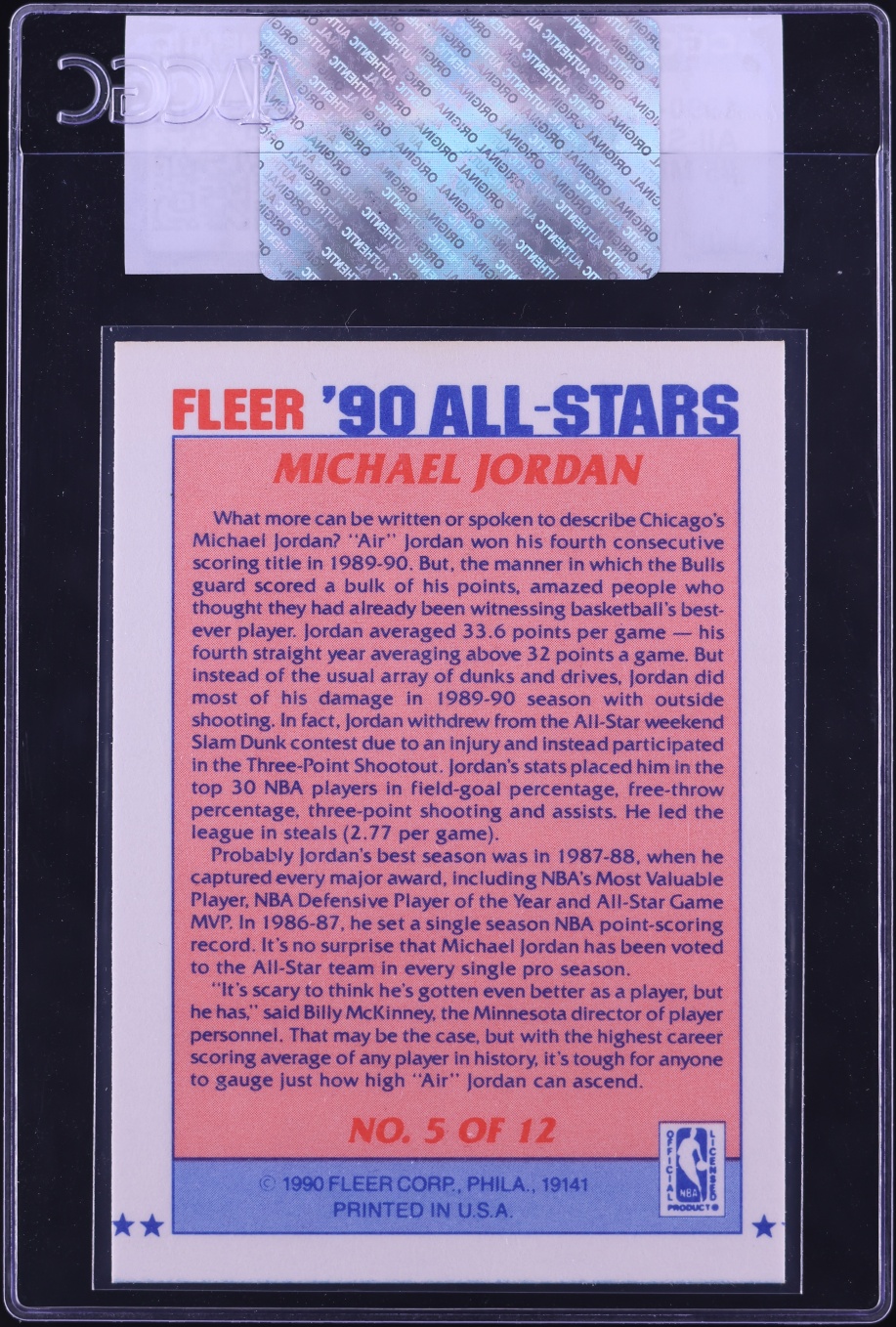 1990 Fleer All Stars Michael Jordan #5 CGC AUTH
